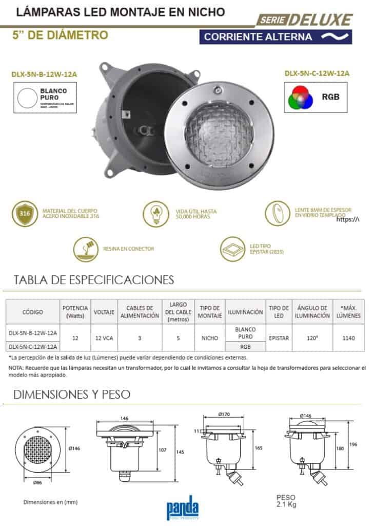 Especificaciones-lamparas-para-alberca-Deluxe-5-pulg.de-12-W