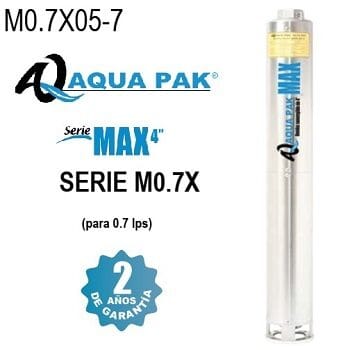 Bomba sumergible 1/2 HP AQUA PAK M0.7X05-7, gasto nominal 0.70 LPS