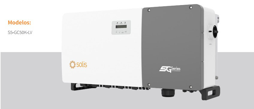 Vista frontal del Inversor solar 50 KW Solis-50K-LV-5G