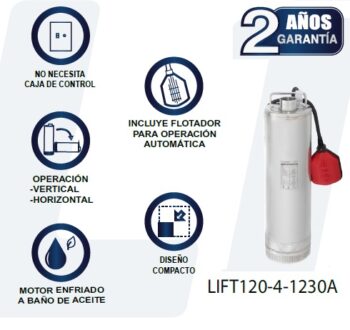 Bomba sumergible 2 HP LIFT120-4-1230A
