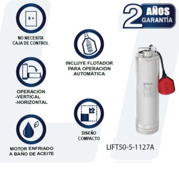 Bomba sumergible 1 HP LIFT50-5-1127A