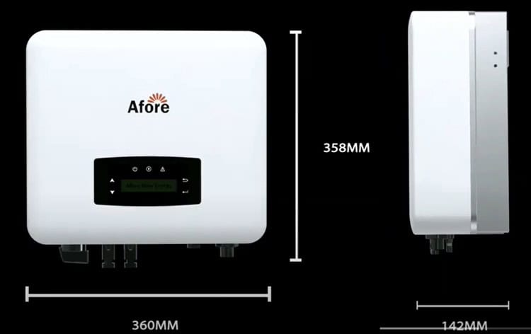 Diemensiones del Inversor solar 5 KW Afore HNS5000TL