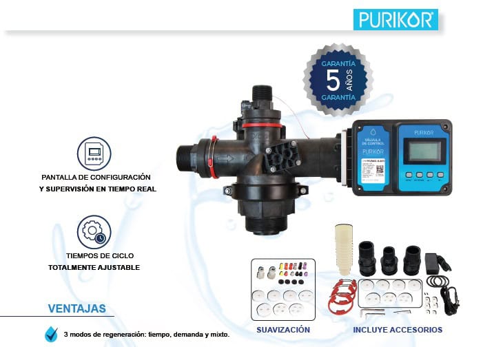 Válvulas para filtro y suavizador de agua Purikor serie 90D